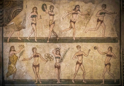 Ancient "Bikini" Girls Mosaic at Villa Romana del Casale